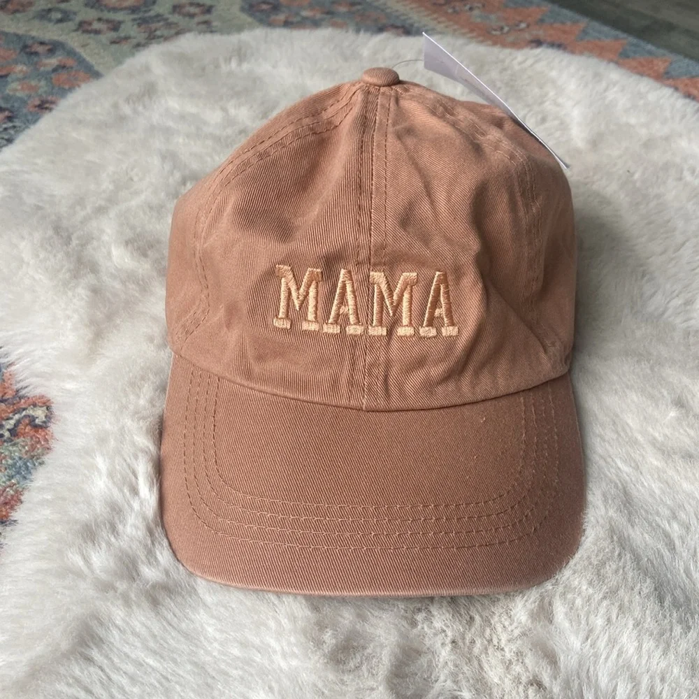 Boutique women’s MAMA embroidered baseball hat blush mauve brown dad cap OSFM